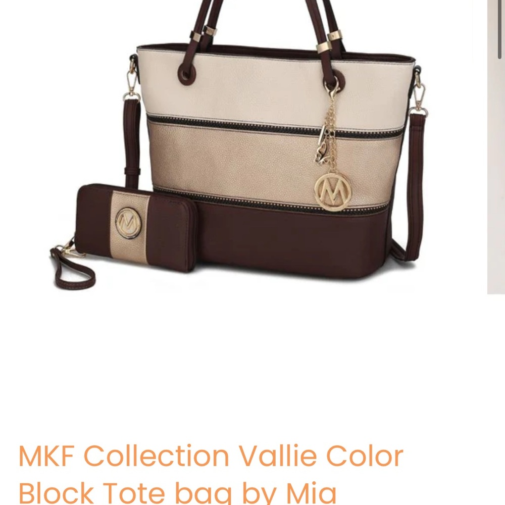 Two-Tone Tote Bag - Cream and Brown